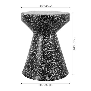 Xenia 17.75" Modern Bohemian Terrazzo Indoor/Outdoor Drum Accent Table - JONATHAN Y
